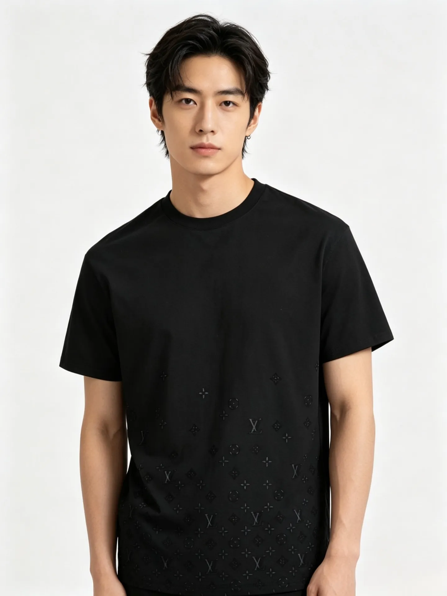 Louis Vuitton/Louis Vuitton 26ss flocked presbyopia hollow gradient short sleeves
